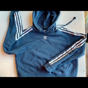 Navy cropped Adidas sweatshirt